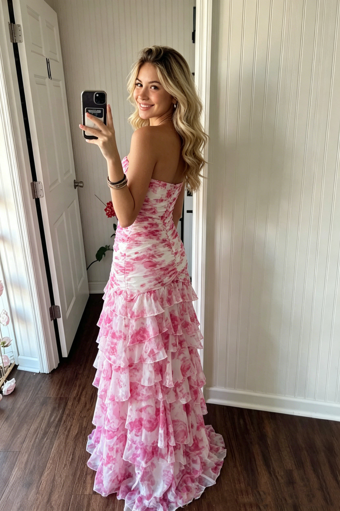 Elegant Pink Sweetheart Sleeveless Mermaid Satin Evening Prom Dresses Online, OLP917