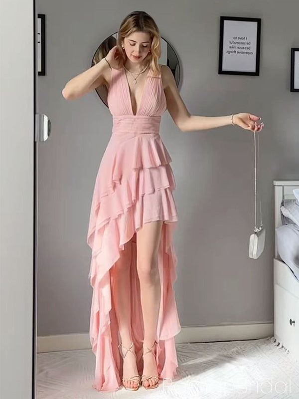 Sexy V-neck Sleeveless Mermaid Satin Evening Prom Dresses Online, OLP971