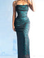 Sexy Spaghetti Strap Sleeveless Mermaid Satin Long Evening Prom Dresses Online, OLP665