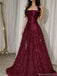 Elegant Red Sweetheart A-Line Long Prom Dress Ideas, Evening Party Dresses, OLP1556