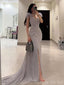 Formal V-neck Sleeveless Mermaid Satin Long Evening Prom Dresses Online, OLP703