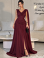 Stunning Burgundy Chiffon Cowl Neck Sleeveless A-Line Long Prom Dress,OLP2424
