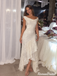 Classy Ivory Cowl Neck Off Shoulder Floral High Low Prom Dress,OLP2493