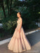 Elegant V-neck Sleeveless A-line Tulle Long Prom Dresses Online, OL515