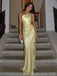 Sexy One-shoulder Sleeveless Mermaid Satin Evening Prom Dresses Online, OLP938