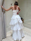 Cute Sweetheart Sleeveless A-line Tulle Ruffles Long Prom Dresses Online, OL539