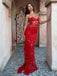 Elegant Spaghetti Strap Sleeveless Mermaid Lace Long Evening Prom Dresses Online, OLP699