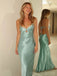 Sexy Spaghetti Strap Sleeveless Mermaid Satin Long Prom Dresses Online, OL501