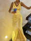 Soft V-neck Sleeveless Mermaid Satin Evening Prom Dresses Online, OLP979