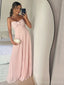 Simple Sweetheart Sleeveless A-line Satin Long Evening Prom Dresses Online, OLP747