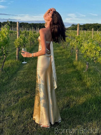 Soft Sweetheart Sleeveless Mermaid Satin Long Evening Prom Dresses Online, OLP643