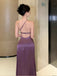 Sexy Purple One-Shoulder Sleeveless Mermaid Side Slit Long Prom Dress Ideas, Evening Party Dresses , OLP1206