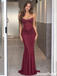 Sexy Burgundy Strapless Beaded Corset Mermaid Prom Dress,OLP2449