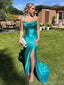 Soft Spaghetti Strap Sleeveless Mermaid Satin Long Evening Prom Dresses Online, OLP751