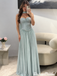 Stunning Sage Green Sweetheart Beaded Tulle Long Prom Dress,OLP2402