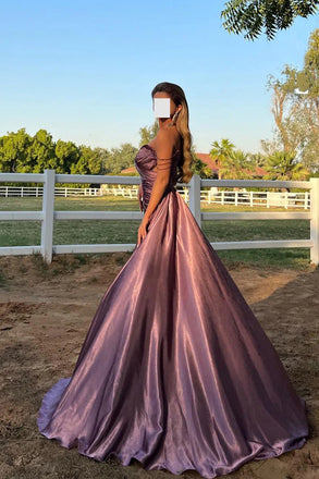 Gorgeous Purple Off-Shoulder Sleeveless Mermaid Long Prom Dress Ideas, Evening Party Dresses ,OLP1180