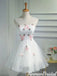 Elegant Round Neck Sleeveless Lace up back Embroidery Junior Homecoming Dresses, HD0391