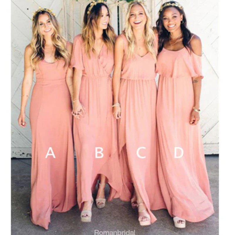 Hot Selling Floor-length V-neck Simple Long Cheap Bridesmaid dresses, BD0033