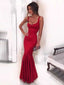 Sexy Scoop Sleeveless Mermaid Satin Long Prom Dresses Online, OL479