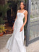 Simple Square Sleeveless Mermaid Satin White Long Prom Dresses Online, OL519