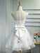 Elegant Round Neck Sleeveless Lace up back Embroidery Junior Homecoming Dresses, HD0391