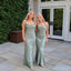 Soft Spaghetti Strap Sleeveless Mermaid Satin Bridesmaid Dresses Online, BG859