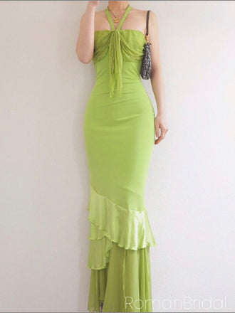 Soft Halter Sleeveless Mermaid Jersey Evening Prom Dresses Online, OLP1127