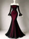 Modern Elegant Burgundy Mermaid Prom Dress Off-Shoulder Long Sleeve Formal Gown,OLP2275