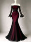 Modern Elegant Burgundy Mermaid Prom Dress Off-Shoulder Long Sleeve Formal Gown,OLP2275