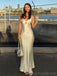 Soft Spaghetti Strap Sleeveless Mermaid Satin Evening Prom Dresses Online, OLP801