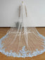 Blue Floral Cathedral Bridal Veil 3D Flower Wedding Veil for Boho Bride