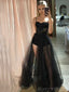 Sexy Spaghetti Strap Sleeveless Mermaid Tulle Long Evening Prom Dresses Online, OLP651