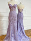 New Arrival Sexy Mermaid Lilac Tulle Applique Prom Dress, OL018