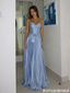 Light Blue Strapless Pleated Corset Bodice Evening Gown Chic Prom Dress,OLP2395