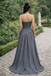 Fancy Grey Strapless Corset Prom Dress Drape Skirt Floor-Length Gown,OLP1806