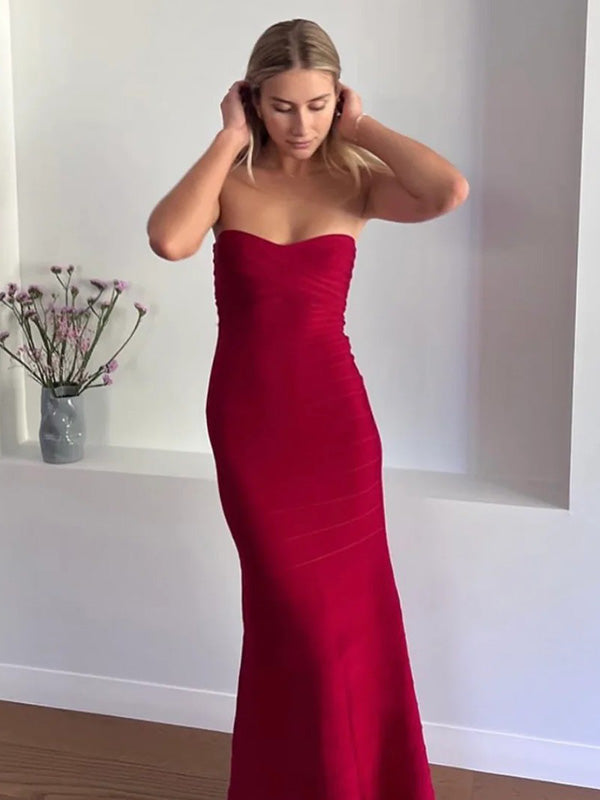 Sexy Sweetheart Sleeveless Mermaid Satin Evening Prom Dresses Online, OLP1003