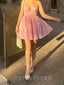 Cute V-neck Sleeveless A-line Satin Homecoming Dresses For Party Online, HD1110