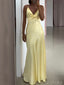 Sexy Spaghetti Strap Sleeveless Mermaid Satin Long Evening Prom Dresses Online, OLP743