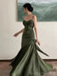 Elegant Spaghetti Straps Mermaid Dusty Sage Evening Prom Dress Online, OL156