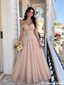 Pretty Pink Off Shoulder Beaded Prom Dress Floor Length Mermaid Gown,OLP2408