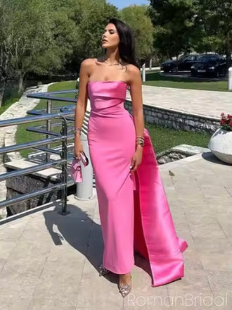 Soft Sweetheart Sleeveless Mermaid Satin Long Evening Prom Dresses Online, OLP635