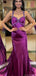 Unique Purple Spaghetti Strap Mermaid Side Slit Long Prom Dress Ideas, Evening Party Dresses, OLP1664