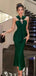 Elegant Green V-Neck Sleeveless Mermaid  Long Prom Dress Ideas, Evening Party Dresses , OLP1207