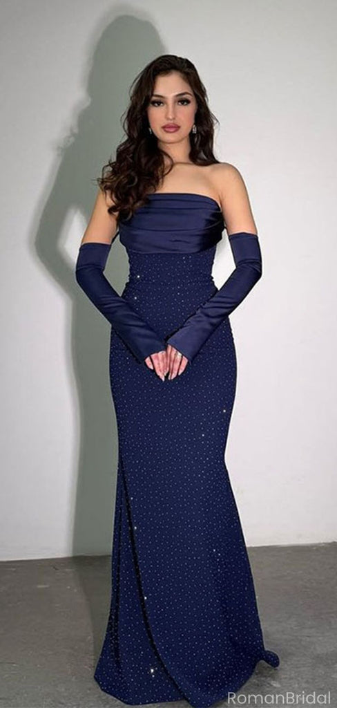 Sexy Navy Sweetheart Mermaid Long Prom Dress Ideas, Evening Party Dresses, OLP1498