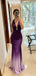 Unique Purple V-Neck Mermaid Long Prom Dress Ideas, Evening Party Dresses, OLP1487