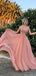 Elegant Pink V-Neck A-Line Long Prom Dress Ideas, Evening Party Dresses, OLP1471