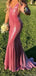 Elegant Pink Spaghetti Strap Mermaid Long Prom Dress Ideas, Evening Party Dresses, OLP1546