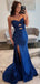 Sexy Navy Blue Strapless Prom Dress with Cut-outs and High Slit Evening Gown,OLP1765