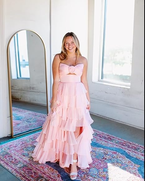Elegant Pink Sweetheart  Long Prom Dress Ideas, Evening Party Dresses, OLP1434