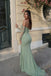 Glamorous Sage Green Strapless Corset Mermaid Prom Dress With Detachable Sleeves,OLP2327